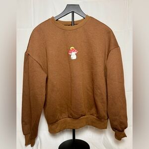 Comfy Cozy & Cute Women’s Crewneck Sweatshirt w/ a Frog on a Mushroom